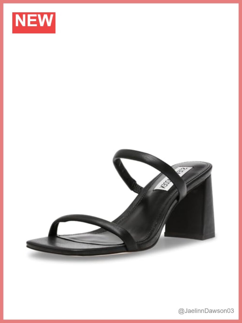 Rhinestone Double-Strap Heeled Sandals 3-inch Block Heel